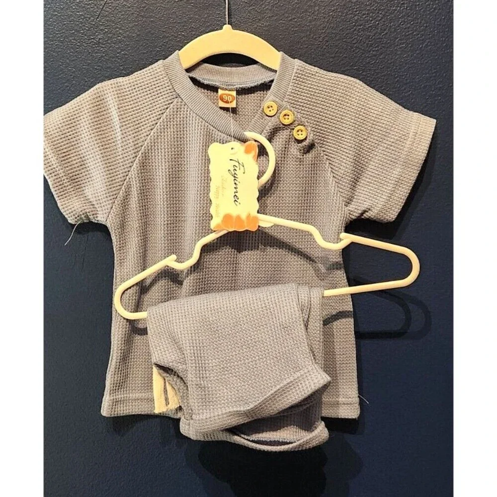 4 Piece Set 12-18 Mo. Blue Baby Boy Shorts Sets Outfits NEW Pockets and Buttons